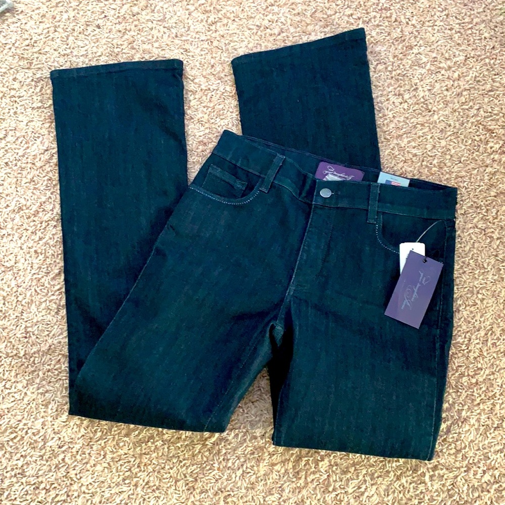 NYDJ Boot Cut Jeans 16 Dark Wash Blue NWT Denim Lift Tuck Technology Embellished